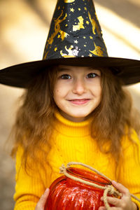 Portrait of smiling girl during halloween