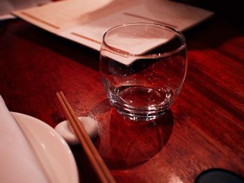 Close-up of wine glass on table