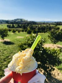 Person holding ice cream cone