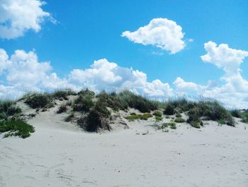 Scenic view of land against sky