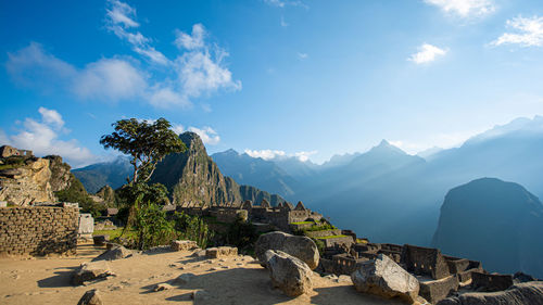 Panoramic view of rocky mountains against sky