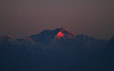 Scenic view of mountains against sky during sunset