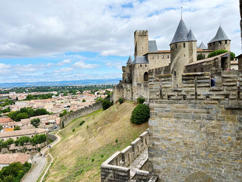 High angle view of townscape against sky