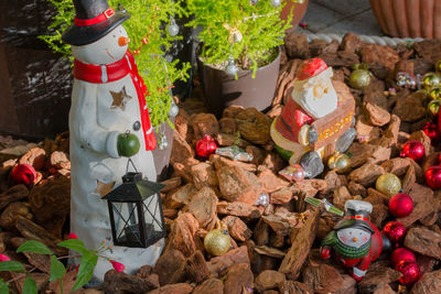 High angle view of christmas decoration