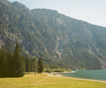 Scenic view at a lake in austria. shot on kodak portra 400 medium format film.