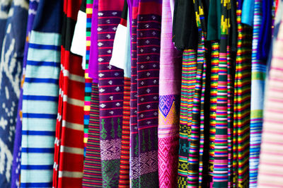 Full frame shot of multi colored textile in market