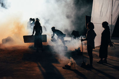 People standing on street in city