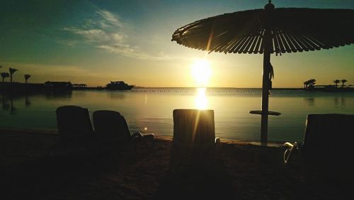 Scenic view of sea at sunset