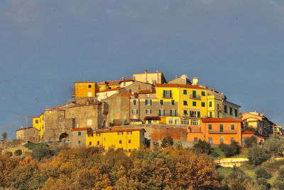 Low angle view of buildings against sky