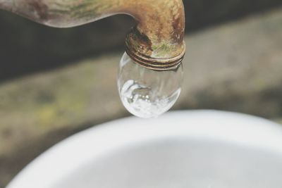 Close-up of water on table