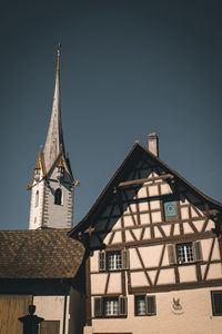 Low angle view of building against clear sky