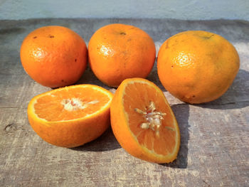 High angle view of orange fruit