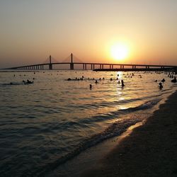 Scenic view of sea at sunset