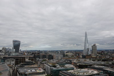 High angle view of buildings in city of london.