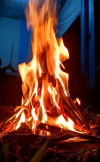 Close-up of bonfire at night