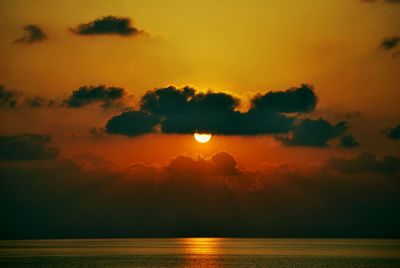 Scenic view of sea against sky at sunset