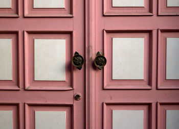 Close-up of closed door of building