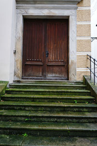 Closed door of building