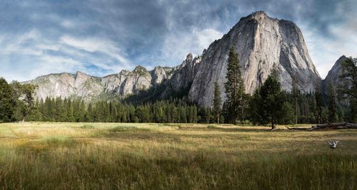 Scenic view of land against sky