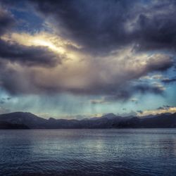 Scenic view of sea against cloudy sky