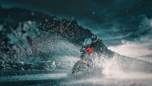 Man splashing water