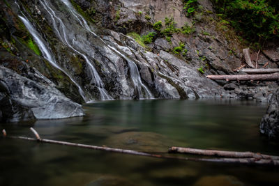 Scenic view of waterfall