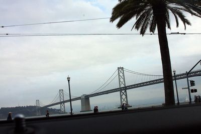 Low angle view of suspension bridge