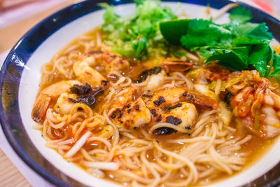 High angle view of meal served in bowl