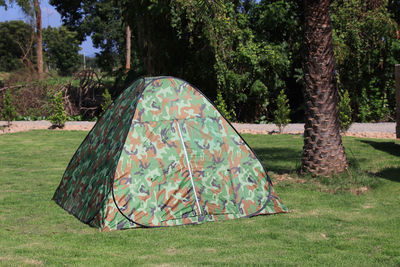 View of tent in park