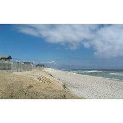 Scenic view of sea against cloudy sky