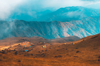 Scenic view of mountains against sky