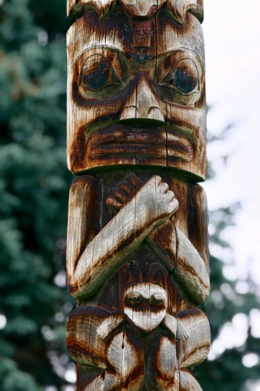 CLOSE-UP OF SCULPTURE OF WOOD