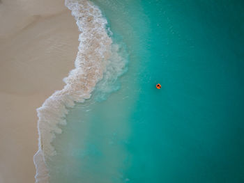 High angle view of boat in sea