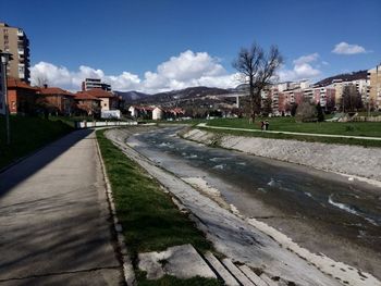 Road passing through city