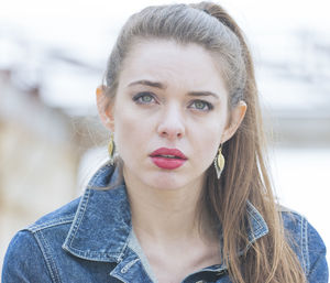 Close-up portrait of beautiful young woman