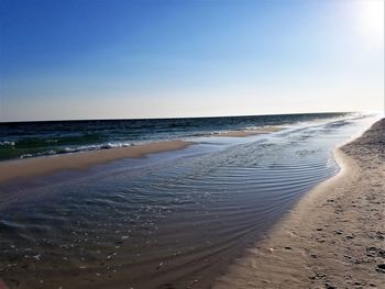 Scenic view of beach against clear sky