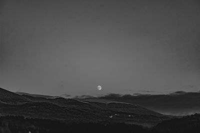 Scenic view of snowcapped mountains against sky at night