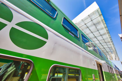 Low angle view of train against sky