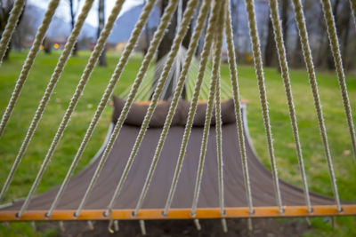 Close-up of hammock hanging at park