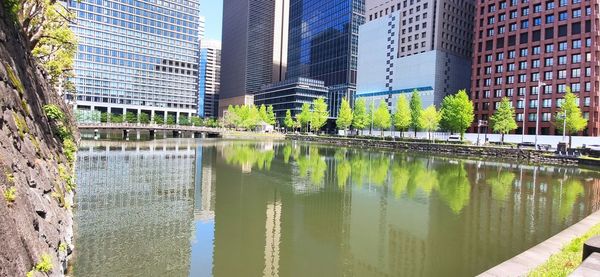 Reflection of buildings in water