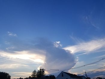 Low angle view of cables against sky during sunset