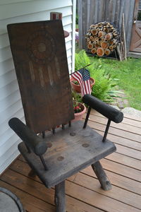 Close-up of flag on table