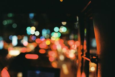 Close-up of illuminated lights in city