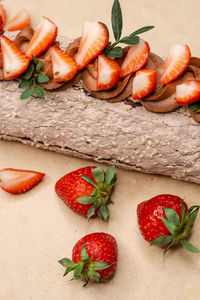 Close-up of strawberries on table