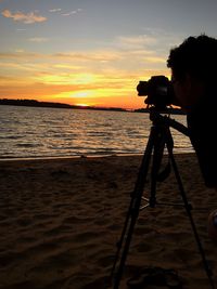 Scenic view of sea at sunset