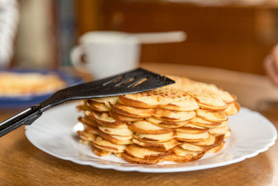 Close-up of dessert in plate on table