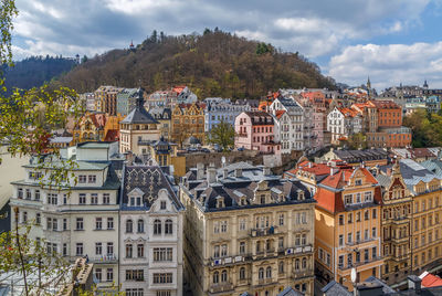 View of residential district against sky