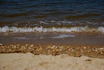 Close-up of waves on beach