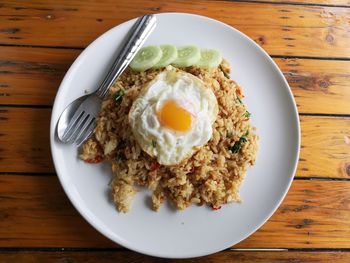 Directly above shot of breakfast served on table