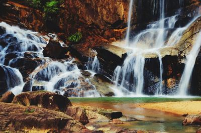 Scenic view of waterfall